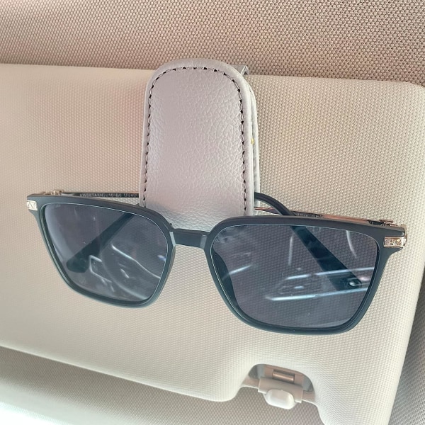 Car Sun Visor Sunglasses Holder, Car Magnetic Leather Glasses Ha