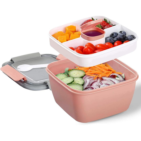 Lunchboks med 3 rom, matboks for voksne/barn
