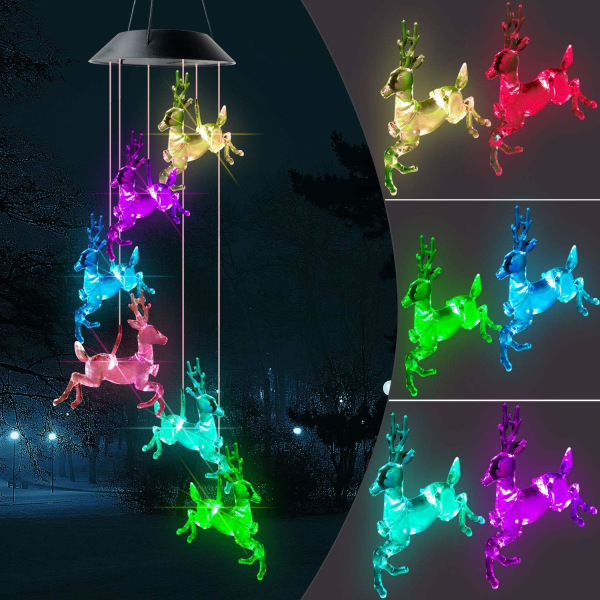 Elk Wind Chimes Christmas Decor Solar Wind Chimes Indoor Outdoor