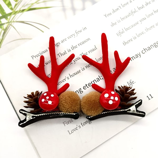 2PCS God Jul Gevirhårnål Elgøre Klokkeklips Søt Hode