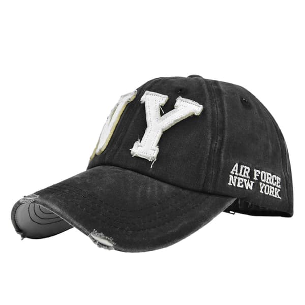 Vasket farve patchwork NY bomulds baseball cap broderi tegneserie