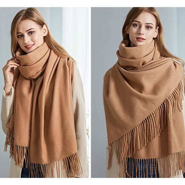 Kvinners ullskjerf Solid Winter Cashmere Water Ripple Versatile