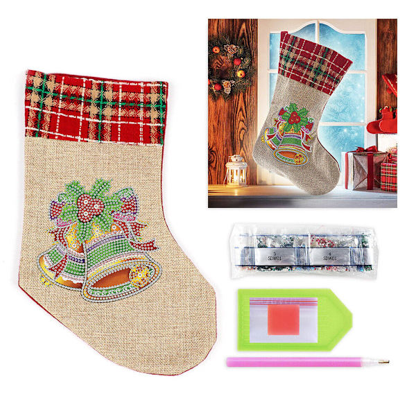 DIY Julstrumpor Diamantmålning Material Handbroderi