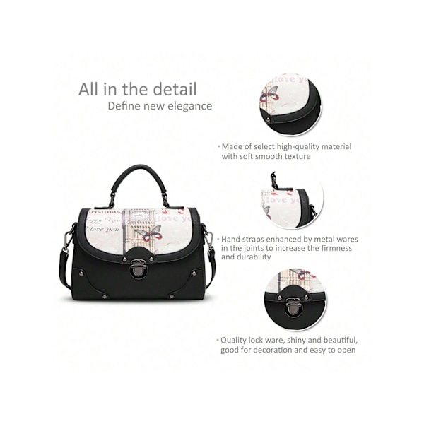 Eleganta Damhandväskor, Axelväskor, Handväskor, Tygväskor, Axelväskor, Crossbody-väska, Axelväska, Multifunktionell, Hållbar, PU-svart black