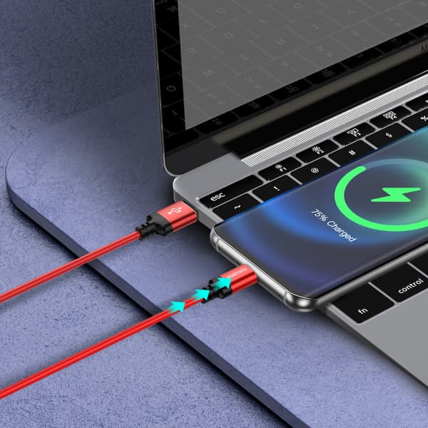 2 kappaletta, punainen ja musta USB C -kaapeli 3A pikalataus, etguuds USB