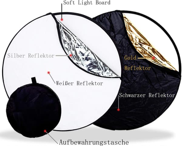 5 i 1 bærbar foldbar reflektor 60cm cirkulær reflektor til S