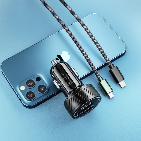 1-pack USB-billaddare för bil, dubbla USB-portar billaddare adapter, 5V/4.