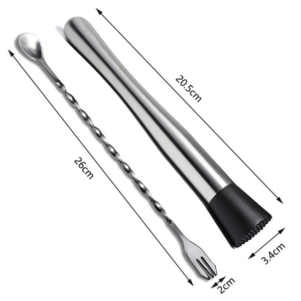 10\" Rustfrit Cocktail Muddler og Omrøringsske - Skab