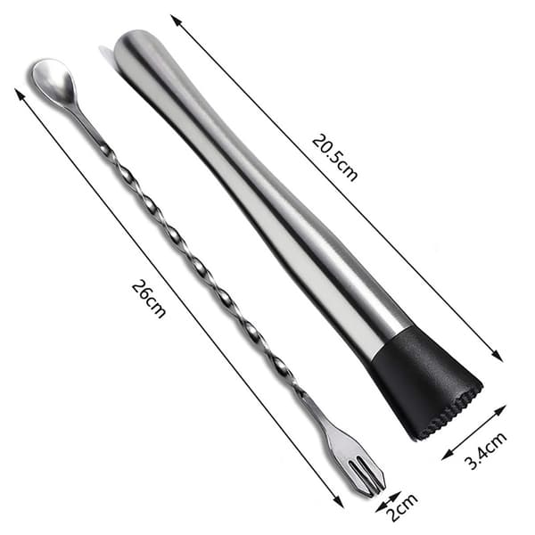 10\" Rustfritt Stål Cocktail Muddler og Rørepinne - Lag