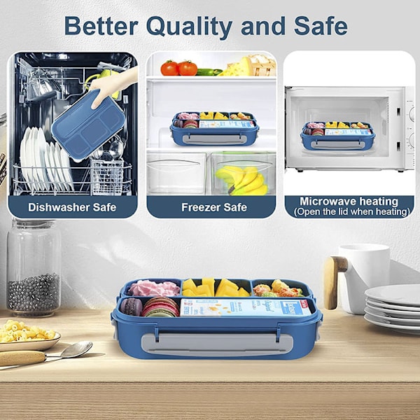 4-fackig Bento-inspirerad lunchlåda för barn - Perfekta portionsstorlekar för åldrarna 3 till 7 - BPA-fri, diskmaskinsäker, livsmedelssäkra material (Rosa)