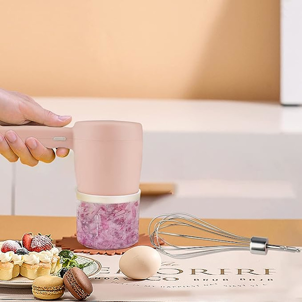 Ny 2 i 1 Mini Elektrisk Visp, med Vitlökshackare, USB Laddning