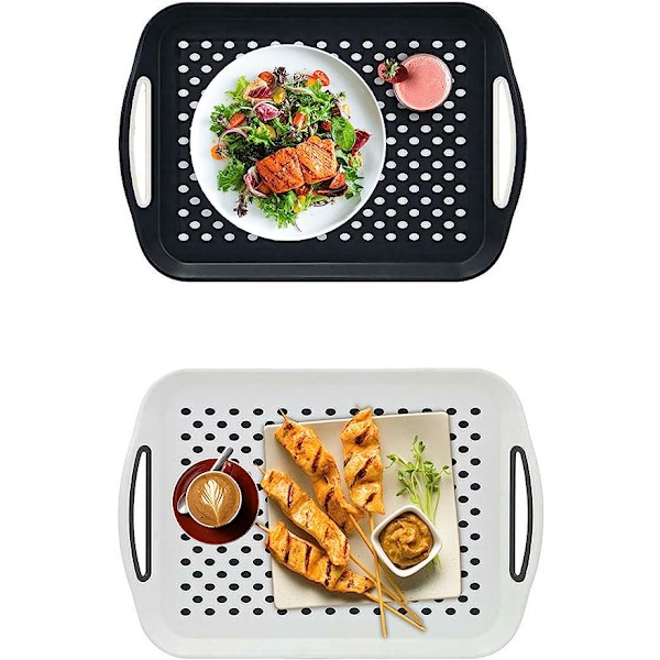 2 store serveringsbrett med sklisikring - 32x 45 x 4,5 cm - Plastbrett