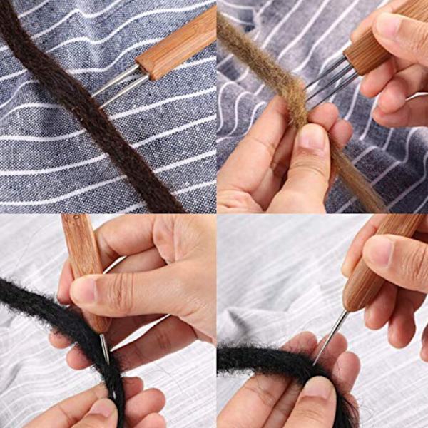 3 kappaletta hius-dreadlock-virkkausvälineitä dreadlock-neulalla
