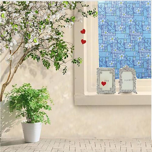 Färgat fönsterfilm i glas med färgglatt blommönster