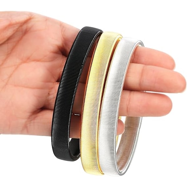 3 par stretchiga armbindlar med halkfria hängselärmar, silver