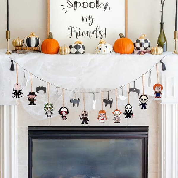 Halloween-dekorationer - Halloween-prydnader - 10 träprydnader