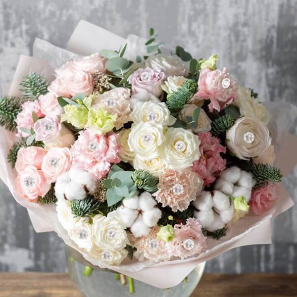 100 st diamantbukett stift transparent stift 2 tum blomma bukett