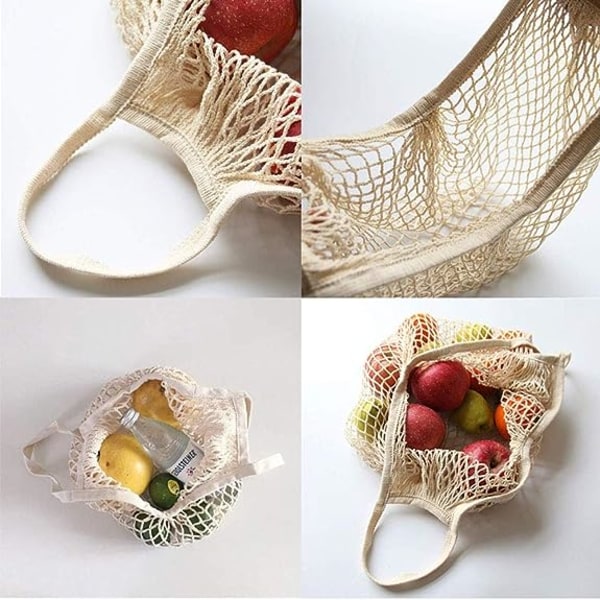 Shopping Net, 2-pak Genanvendelig Shopping Net Foldbar Mesh Shoppin