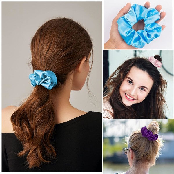 9-pack Satin Hair Scrunchies med LED-ljus - 3 ljuslägen,