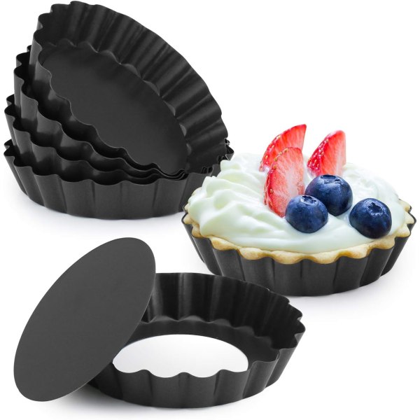 4\" Quiche-formar med löstagbar botten, non-stick, räfflade sidor, M