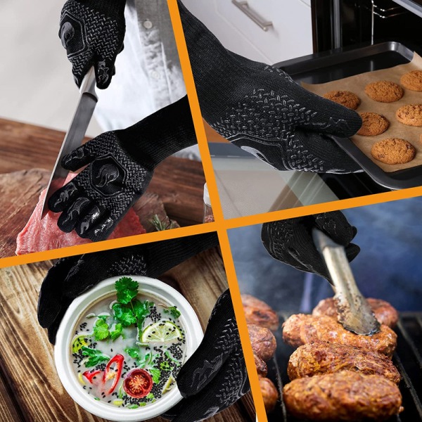 BBQ brannsikre, kuttresistente hansker, 1472°F varmebestandige Flame Black