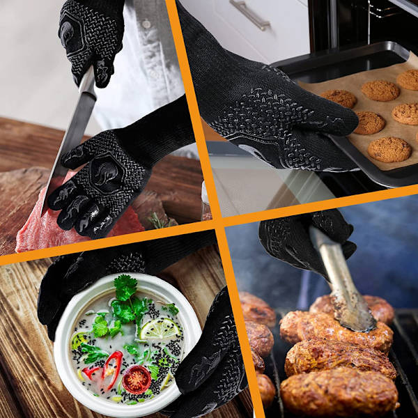 BBQ-handskar, brandsäkra och skärbeständiga, värmebeständiga upp till 800 °C Dispensing Black