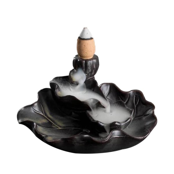 1 Piece Medium Lotus Leaf Backflow Incense Burner Ceramic Orname