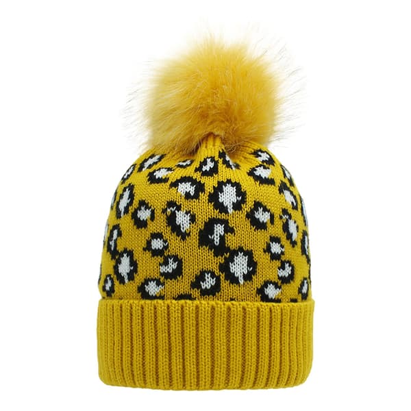 Dam vintermössor stickad linje mössa hatt kall dag skid bobble pom