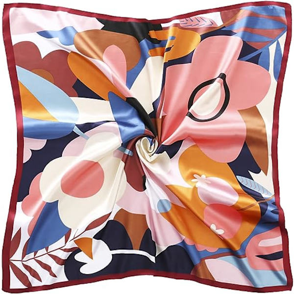 Enkel og elegant botanisk blomsterprint silkes巾 til kvinder
