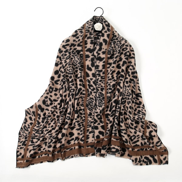 Fashion Leopard Print Varm Halsduk Imitation Cashmere Sjal För Wo
