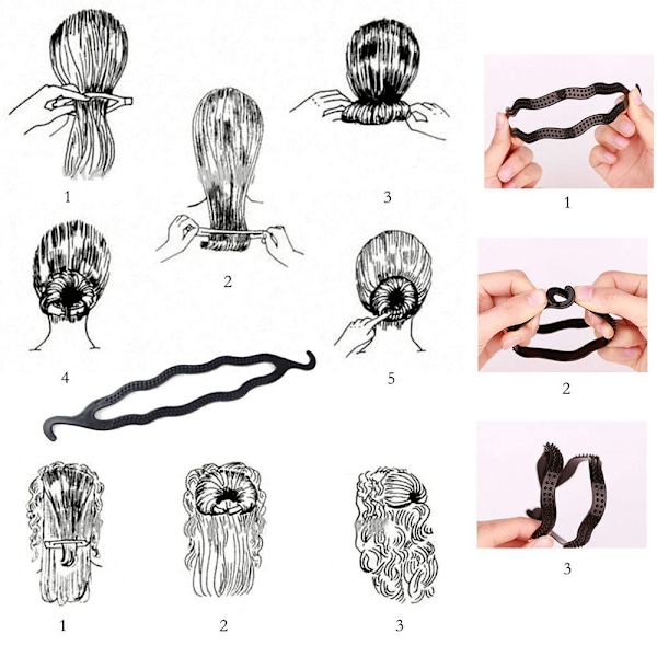 19 st hårfriseringsverktyg, DIY hårfriseringsverktygssats Updo Ponyta