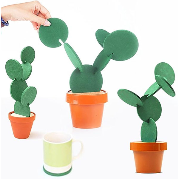 Aluslaatat DIY Kaktus Aluslaattasetti 6 kpl Kukkruukku Pidikkeellä