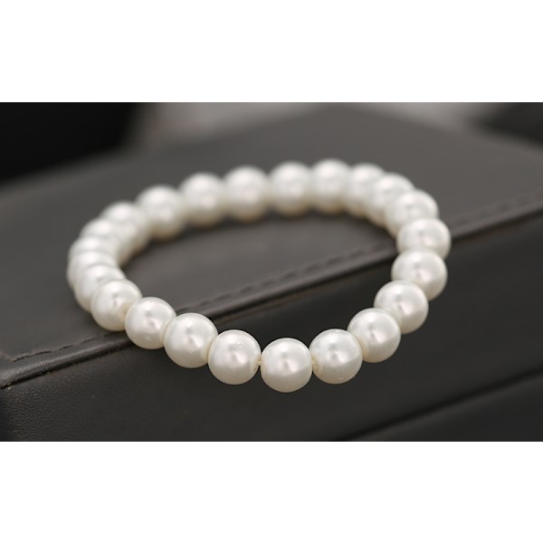 8MM Hvid Perle Armbånd Bangle Til Kvinder Perle Armbånd Elastisk Smykker