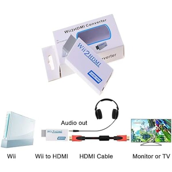 Wii til HDMI-adapter Wii til HDMI-konverteradapter Full HD 1080P