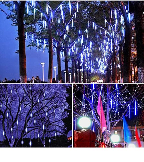 (Blå) Meteor Shower Raindrop Lights 30cm 8 Tubes Vanntett LED