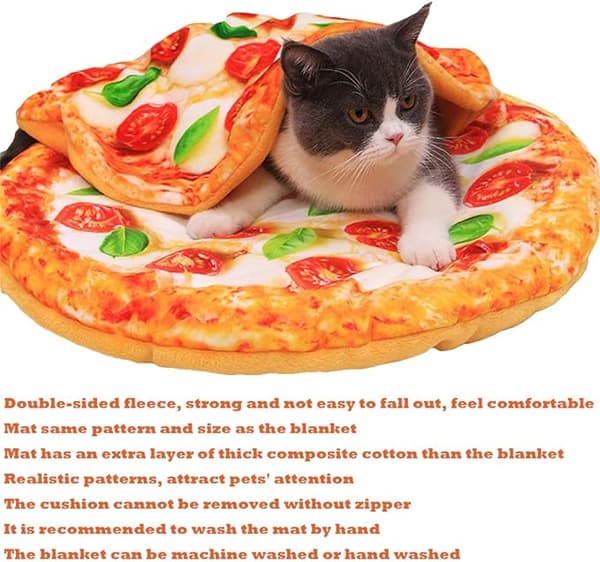 1 st Vinter Kattfilt Söt Pizza Toast Design Sovande Säng Pi