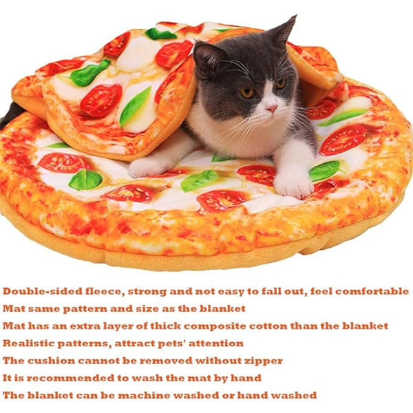 1 stk. Vinter Kattetæppe Sød Pizza Toast Design Soveseng Pi