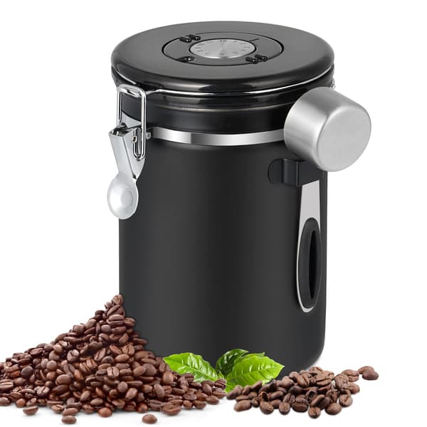Rustfrit Stål Kaffebeholder med Dato til Opbevaring af Mad 1,8L