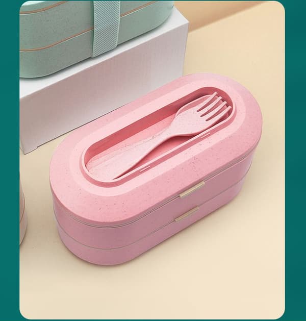 Lekkasjesikker dobbel arbeidsmatboks med isolasjonspose (rosa)