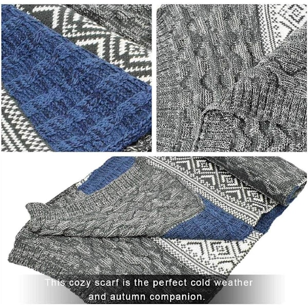 Herr Vinter Varm Rutig Cashmere Lång Halsduk med Tjock Mjuk Frans