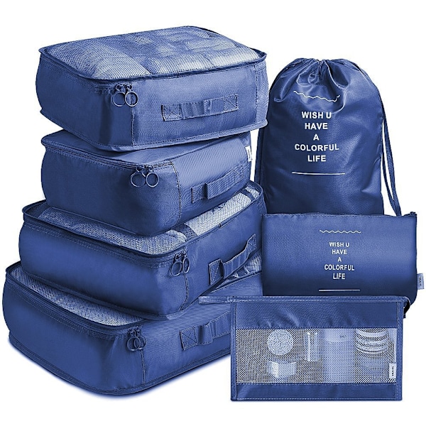 Travel Luggage Packing Organizer Set - navy blue