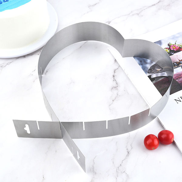 2 stk. Hjerteformet kagemould justerbar teleskopisk mousse ring