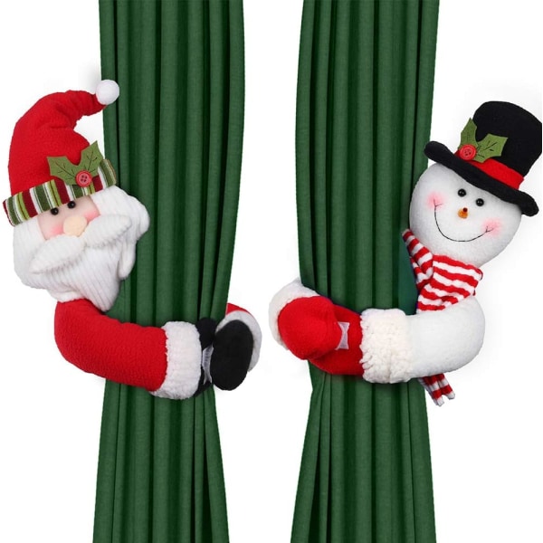 Set med 2 julegardinholdere, julemann-nisse