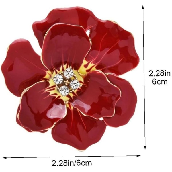 Stor blomma semester fest röd emalj julstjärna brosch jul