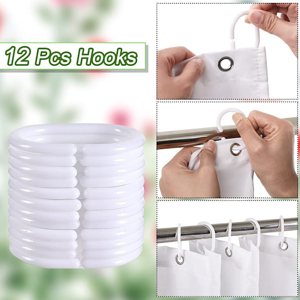 Grön växt kaktus duschdraperi, med 12 plastkrokar 180*200cm