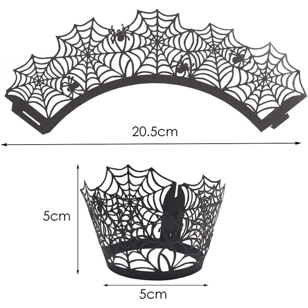 50 stk Halloween Cupcake Wrappers, Cobweb Laser Cut Baking Ca