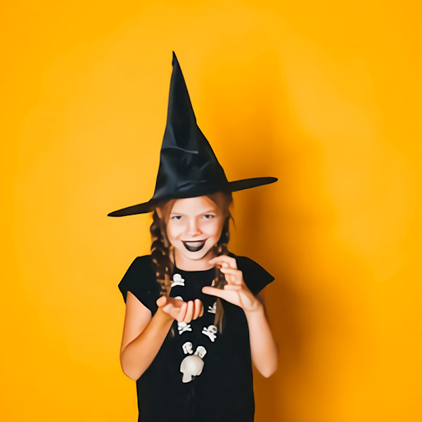 Halloween Hat Sort Oxford Klæde Heks Hat Makeup Harry Potter P