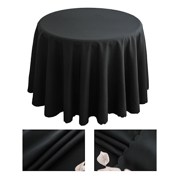 Rund polyesterduk, maskinvaskbar - Svart 260cm