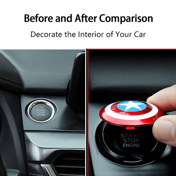 Car Captain America Start Stop Engine Cover Replacement Button D