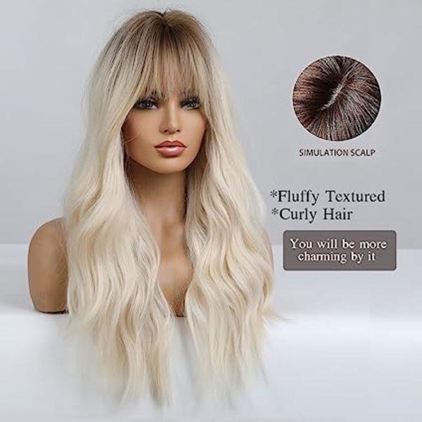 26 tum blond ombre peruk för kvinnor